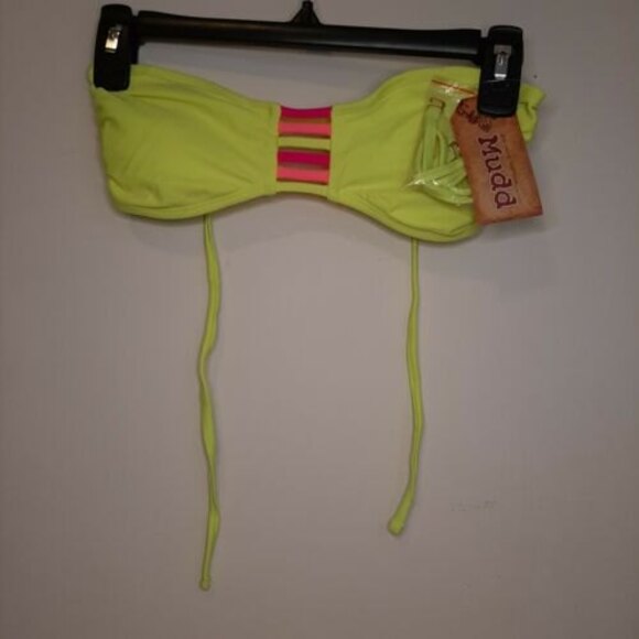 NWT S Mudd Neon Yellow Swimsuit Bathing Suit Separates - TOP ONLY strapless tube - Picture 9 of 9
